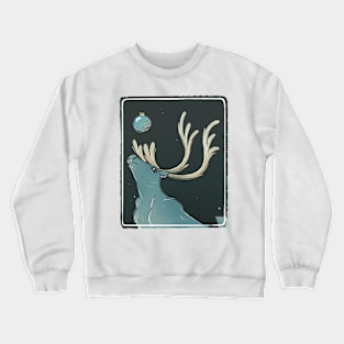 Reindeer Ink Block Style Print Crewneck Sweatshirt